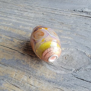 Handmade Large Hole Art Glass Bead . Lampwork Glass . Sterling . Copper . Julie Nordine . Credit River Art Glass . BHB315 image 6