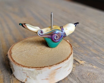 Handmade Art Glass Bird Bead . Lampwork Glass . Julie Nordine . CreditRiverArtGlass . B371