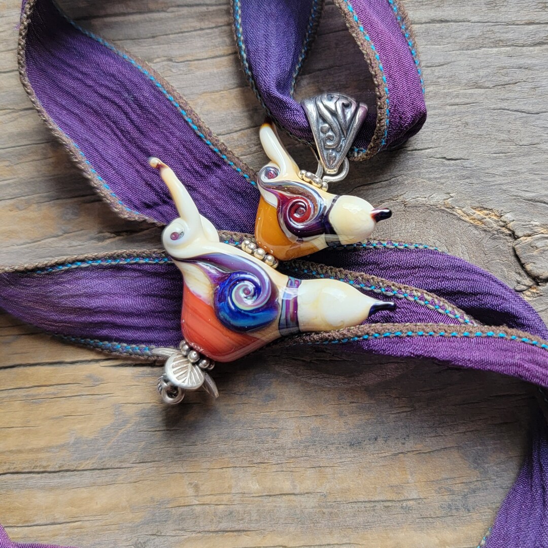 Handmade Art Glass Bird Bead Stack Necklace . Lampwork . Julie Etsy