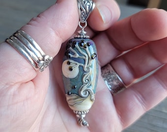 Handmade Art Glass PENDANT . Tree of Life . Lampwork . Julie Nordine . Credit River Art Glass . P104