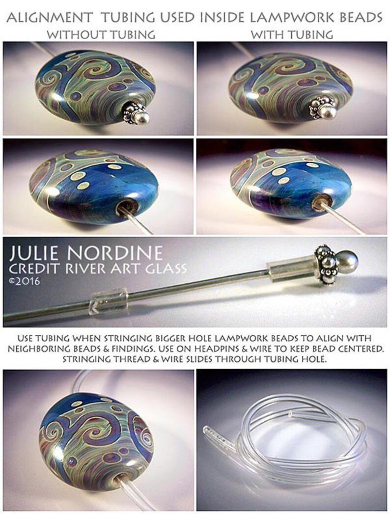 Bead Alignment Tubing . 1-5 Foot . Clear Vinyl Tubing . For 3/32 Lampwork Bead Holes . Julie Nordine . Credit River Art Glass image 2