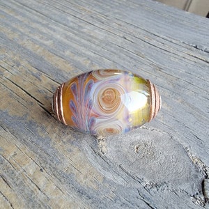 Handmade Large Hole Art Glass Bead . Lampwork Glass . Sterling . Copper . Julie Nordine . Credit River Art Glass . BHB315 image 3