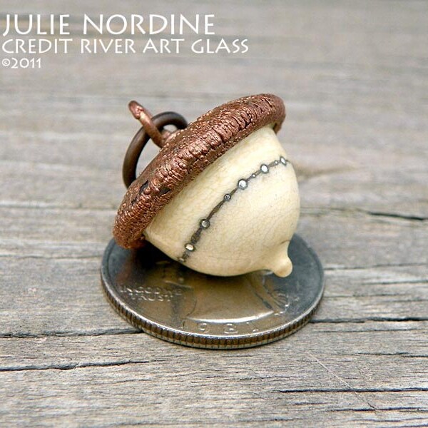 Julie Nordine . CRAG . Acorn 19 . Handmade Lampwork Glass and Electroformed Copper Acorn . Free Shipping . SRA