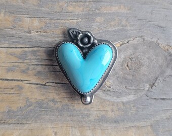 Small Heart Pin . Handmade Sterling & Lampwork Glass Heart  Brooch .  Julie Nordine . SSP103