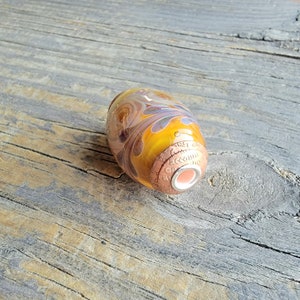 Handmade Large Hole Art Glass Bead . Lampwork Glass . Sterling . Copper . Julie Nordine . Credit River Art Glass . BHB315 image 5