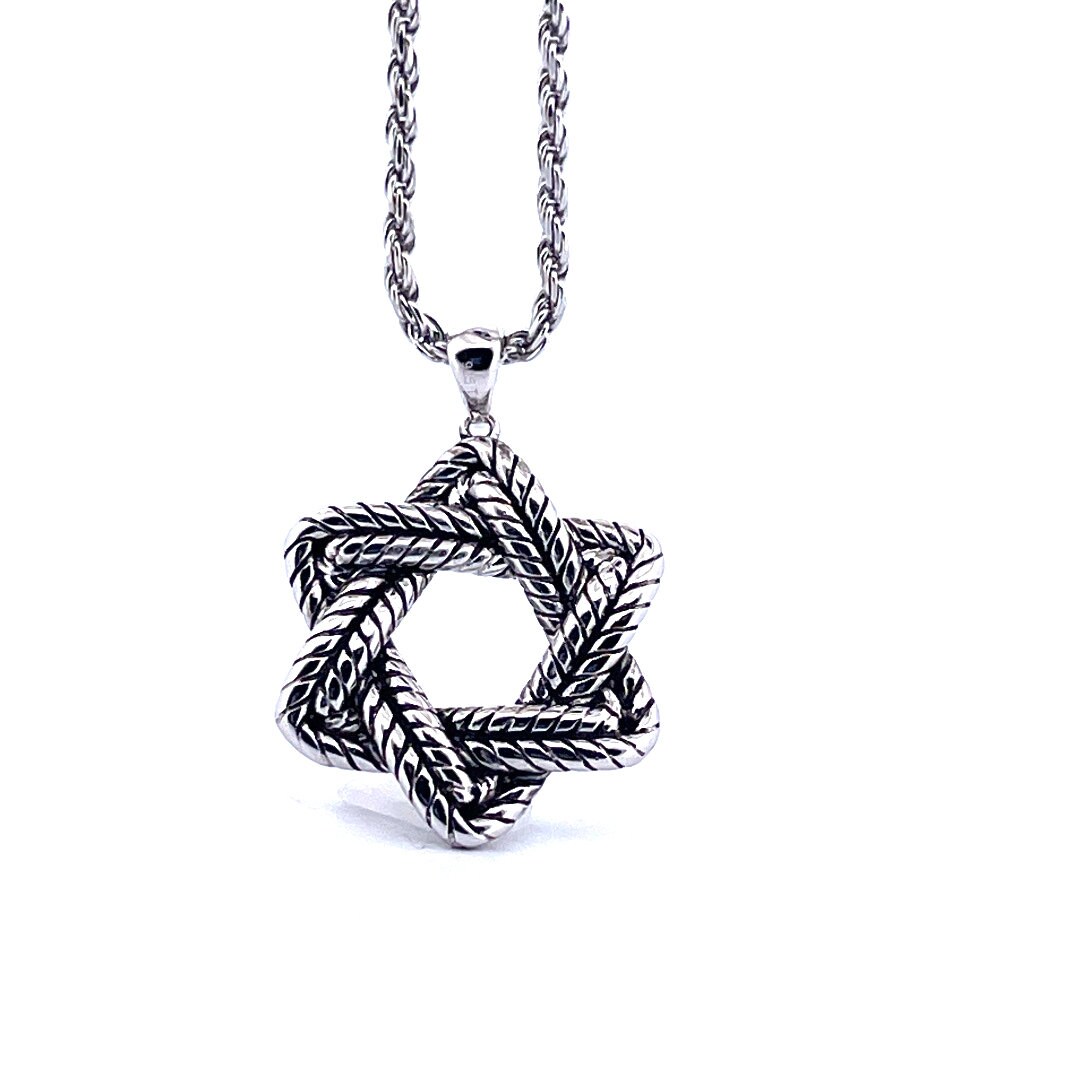 925 Sterling Silver Star of David Rope Necklace - Etsy