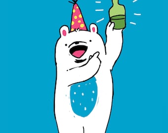 Drunky Bear Birthday Advice Greeting Card