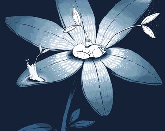 Spirit Wolves on Flower Cute Art Print