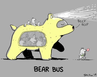 Bear Bus Art Print (Totoro Cat Bus Inspired)