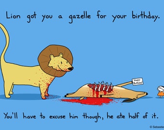 Lion and Gazelle Birthday Greeting Card