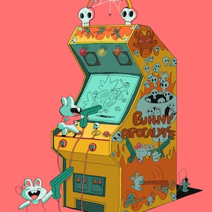Bunny Apocalypse Arcade Game Art Print