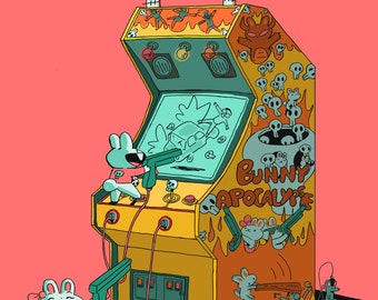 Bunny Apocalypse Arcade Game Art Print