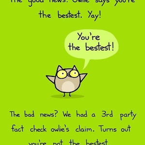 Carte de vœux Owlie, You're the Best Fact Check