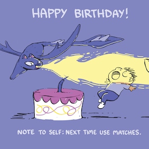 Carte d'anniversaire chat dragon
