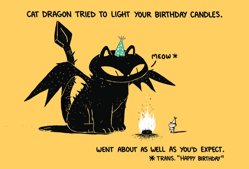 Cat Dragon Wishes You A Happy Birthday Greeting Card image 1