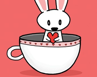 Teacup Bunny Love Greeting Card