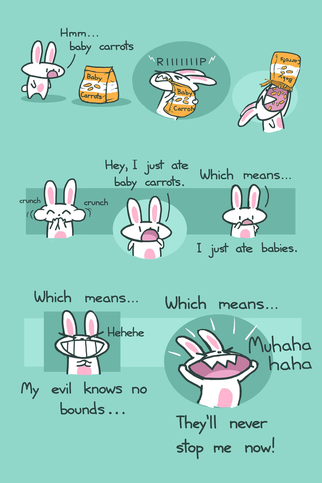 Baby Carrots Bunny's Evil Knows No Bounds 8.5x11 Art Print