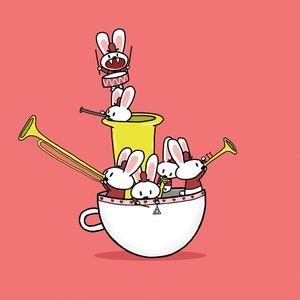 Teacup Bunny Rabbit Band Pink Grußkarte