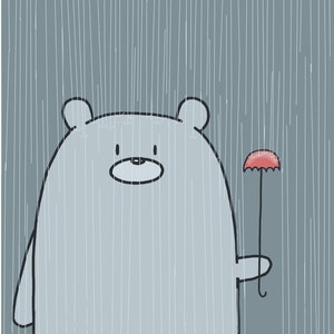 Papa Bear With Umbrella Greeting Card
