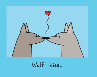 Wolf Kiss Greeting Card