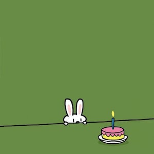 Carte de voeux d'anniversaire kawaii mignon lapin vert