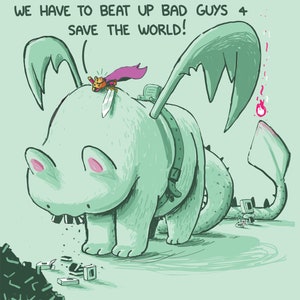 Cat Dragon Ice Cream Sandwich Greeting Card