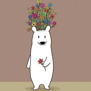 Flower Bear Greeting Card