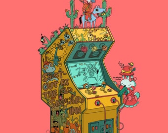 Shoot-Out At The Old Saguaro Inn Bunny Arcade Game Art Print