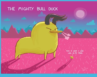 The Mighty Bull Duck Greeting Card