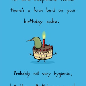 Carte de voeux Joyeux anniversaire kiwi sur votre gâteau