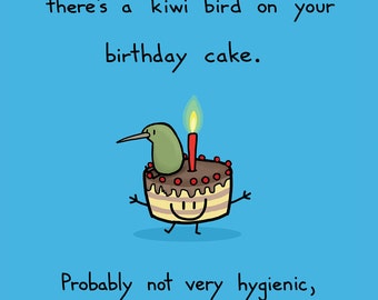 Happy Birthday Kiwi on Your Cake Greeting Card