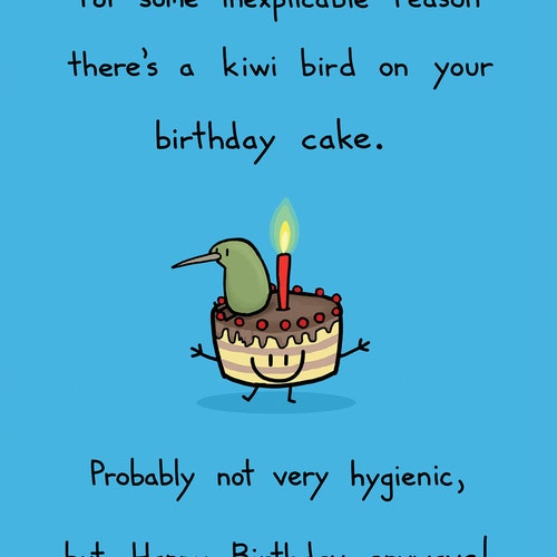 Happy Birthday Kiwi on Your Cake Greeting Card - Etsy