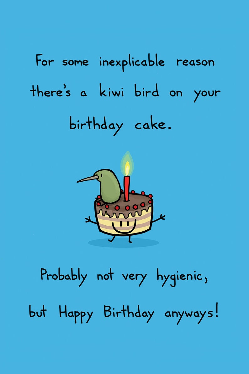 Happy Birthday Kiwi on Your Cake Greeting Card image 1