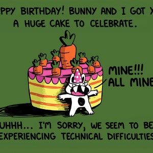 Carte d'anniversaire lapin égoïste