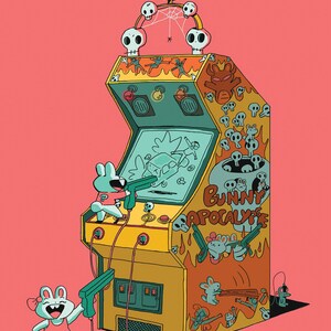 Bunny Apocalyspe Video Arcade Game Greeting Card