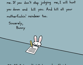 Bunny's Letter To Santa Holiday Card