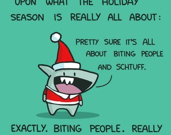 Mini-Shark Holiday Christmas Greeting Card