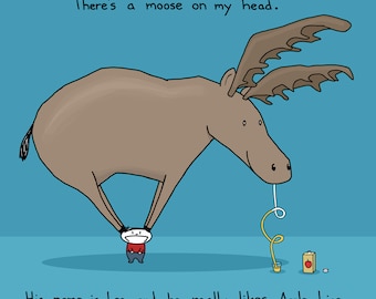 Moose On My Head Greeting Card
