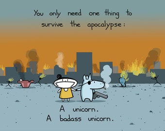 Apocalypse Unicorn Greeting Card