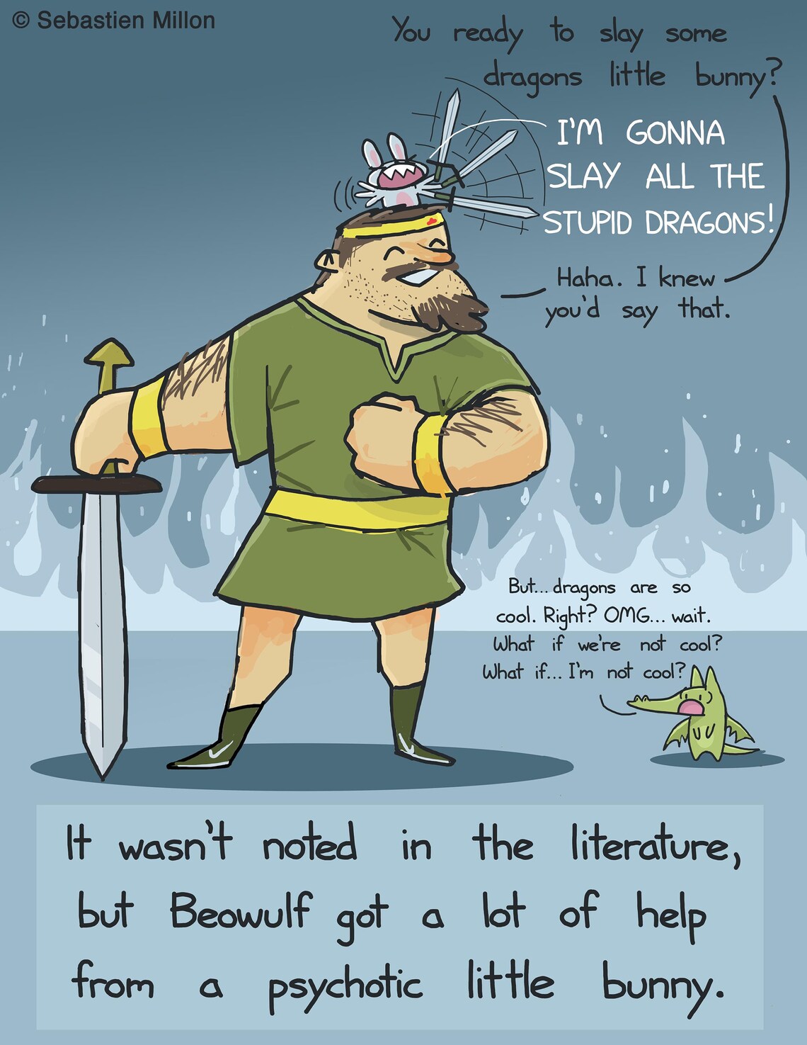 Beowulf and His Rabbit Sidekick Greeting Card - Etsy