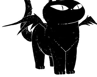 猫ドラゴンのグリーティングカード