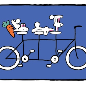 Lapins sur un vélo tandem Carte de vœux