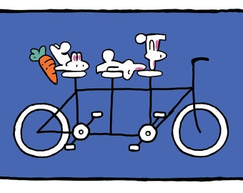 Bunnies On A Tandem Bicycle Greeting Card