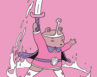 Hero Princess Bear With Fire Sword Greeting Card