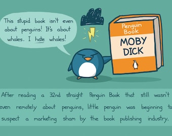 Penguin Reads Moby Dick Greeting Card