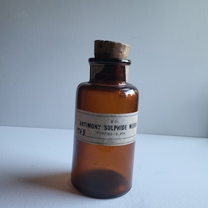 Vintage Apothecary Bottle Antimony Sulphide Merck