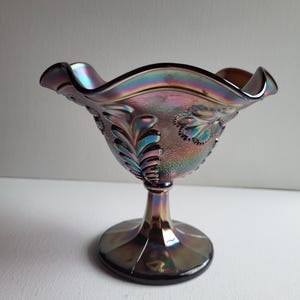 Amethyst Northwood Carnival Glass Compote Dish