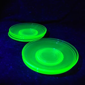 Uranium Glass Saucers, set of 6
