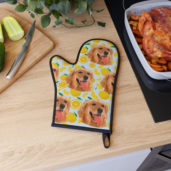 Custom Dog mitts - custom oven gloves with pet images. Personalized pet gifts