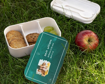 Brooddoos voor kinderen met naam. Gepersonaliseerde Kinderlunchbox met Naam, foto en Geboortegegevens. Gepersonaliseerd lunchbox.